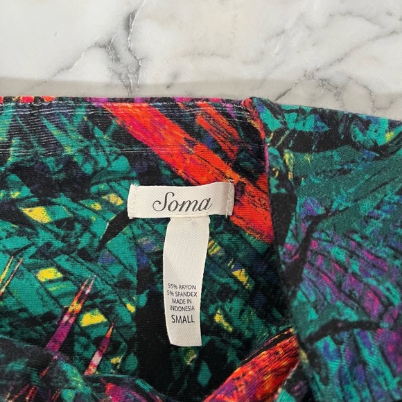 Soma one shoulder halter maxi dress soft jersey stretch tropical print small - Picture 11 of 11